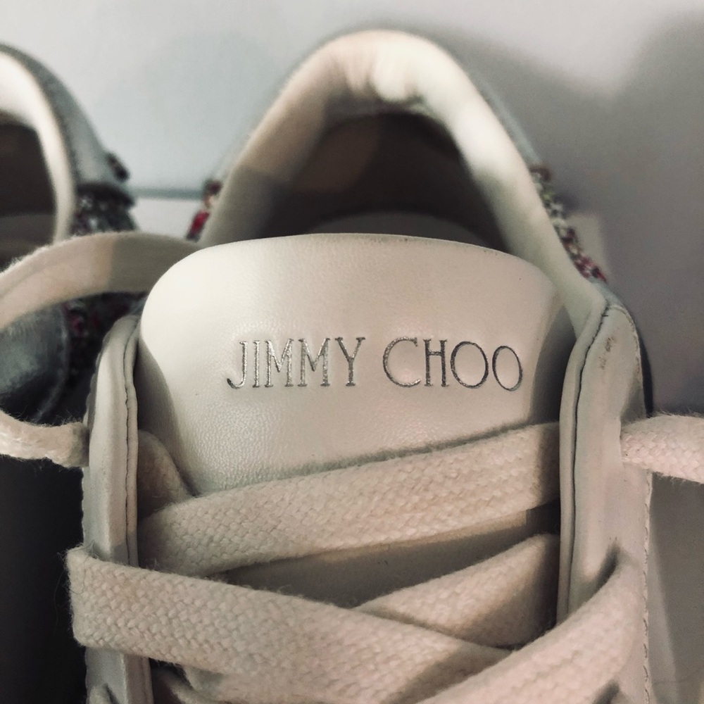 Jimmy Choo Rome Leather Sneakers Glitter -  Size 39.5 - Picture 6 of 9